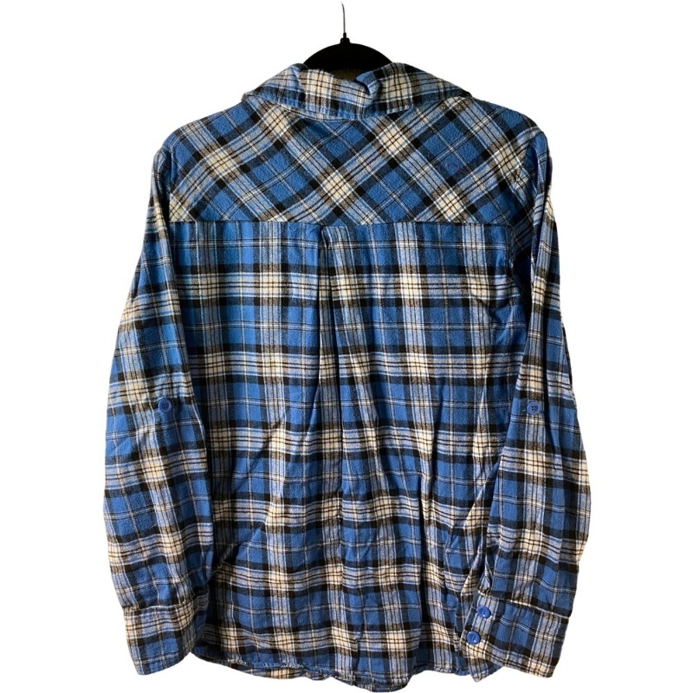 Twenty one button down flannel. Size L. Blue plaid. Nice colors, cozy and cute! - Picture 2 of 6